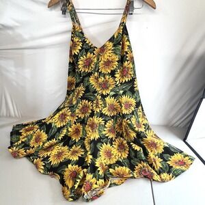 Vintage 90's Y2K  Sunflower Romper Women Small Short-all Tieback Strappy Miami